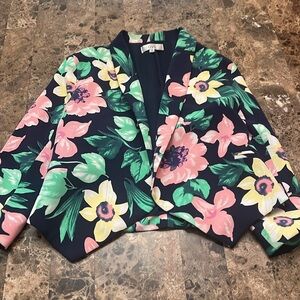 Floral Navy Blue and Pink Blazer